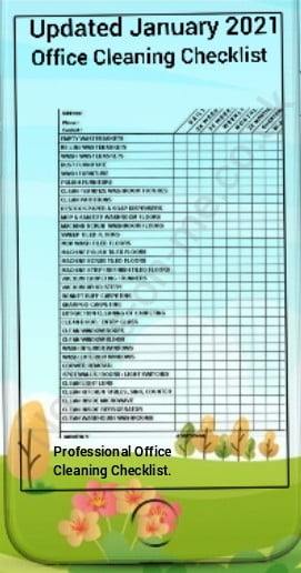 Professional Cleaning services office Cleaning Checklist 2021
