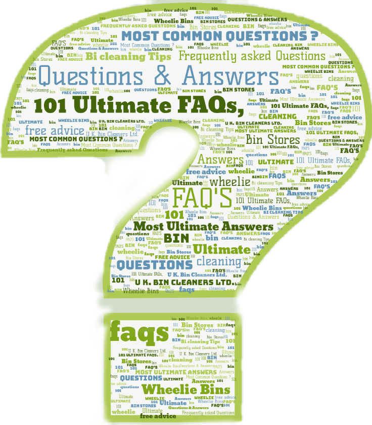 Word art question mark 101 Ultimate Wheelie Bin Cleaning FAQsV